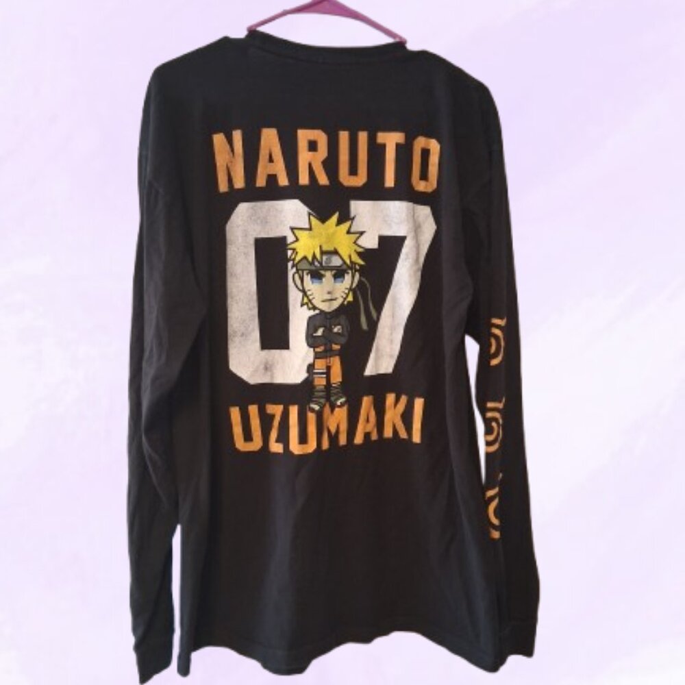 Naruto naruto 07 uzumaki graphic t-shirt long sleeve t-shirt in black, orange L